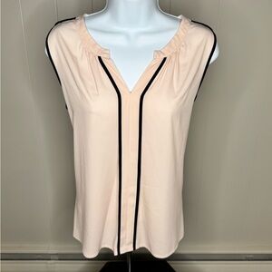Calvin Klein Women's Pink large Sleeveless Blouse with Black Trim